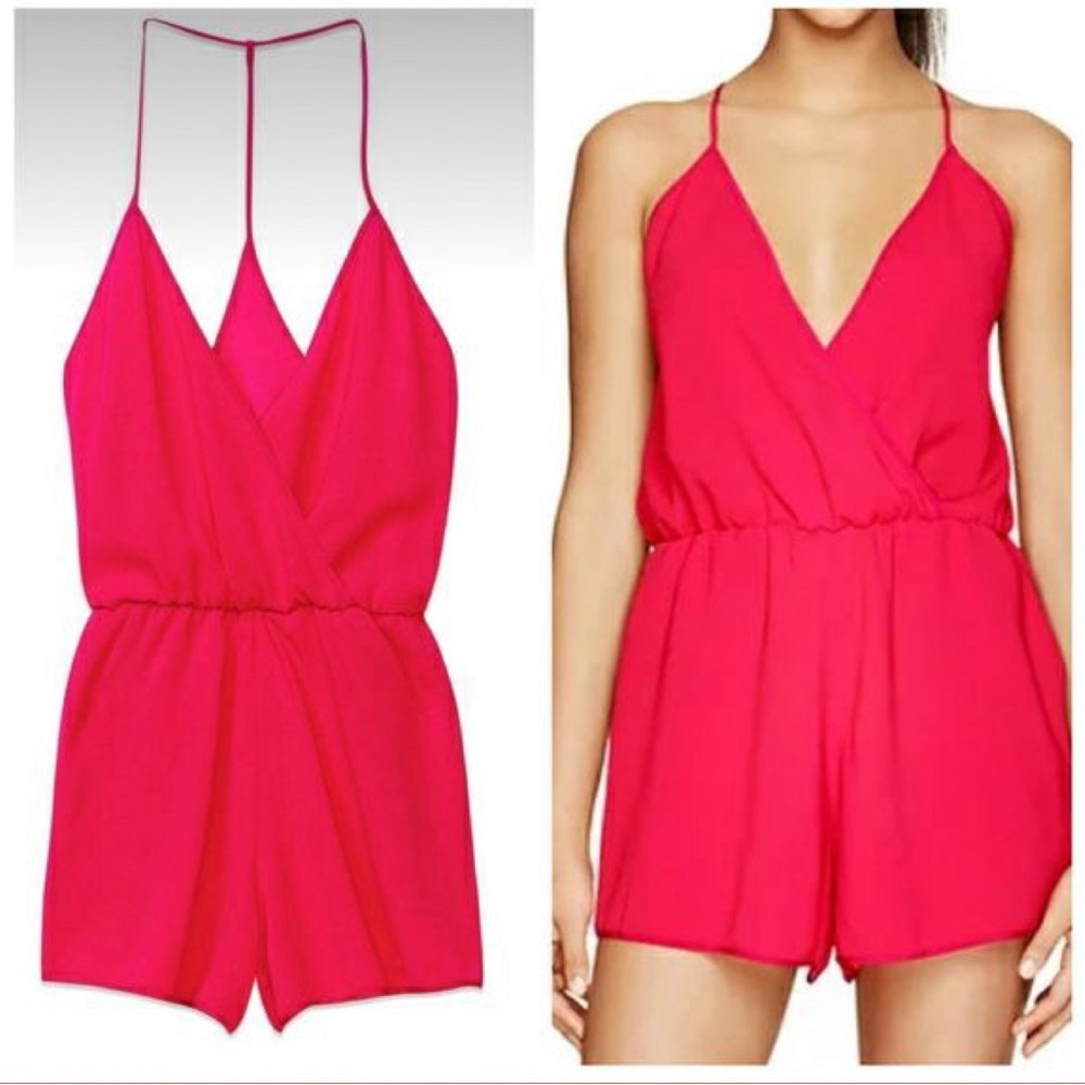 ARITZIA WILFRED Calmette Romper Halter Jumper in Red Size Medium